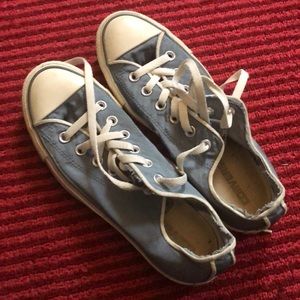 Converse Blue Satin Low Tops